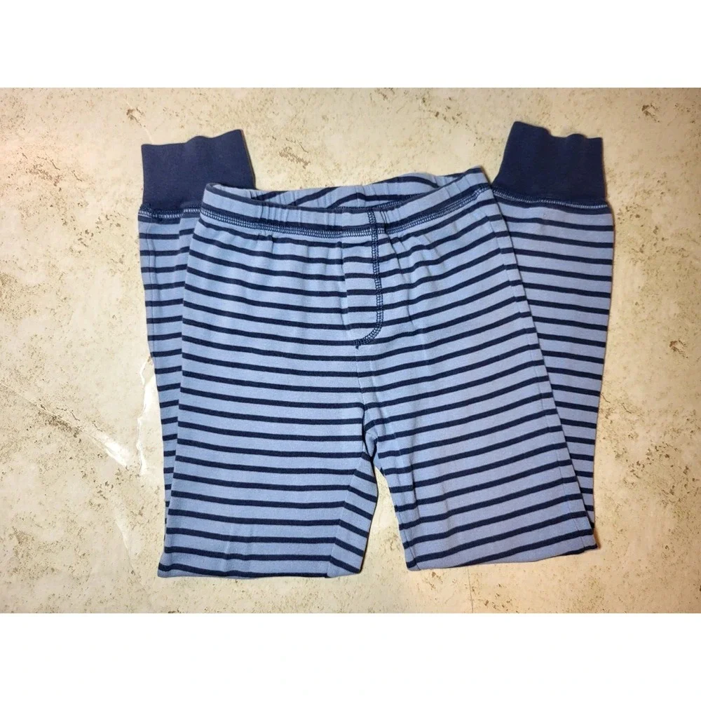 Mini Boden Blue Cotton‎ Striped Pajama Bottoms Elastic Waist Ribbed Ankle 9Y